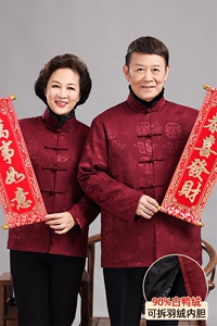 男士风唐装可脱卸羽绒服90白鸭绒中老年冬羽绒服唐装外套图片