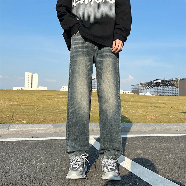 复古牛仔裤男裤子潮牌男生美式高街长裤男款直筒裤N0982-P45,男装牛仔裤,星座308B-1
