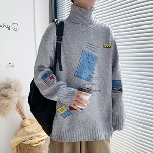 ！冬季加厚潮牌高领毛衣男百搭学生针织衫长袖毛线衣GM603P60图片