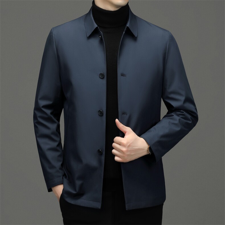 男士翻领可脱卸内胆羽绒服冬季新款加厚保暖爸爸上衣中年男装外套图片