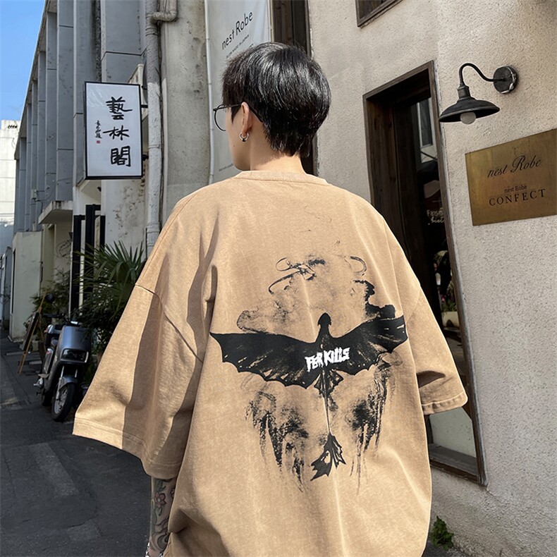 B266-6601-P30控4823夏季新款重磅纯棉港风宽松休闲T恤短袖，男装T恤，星座B257-1