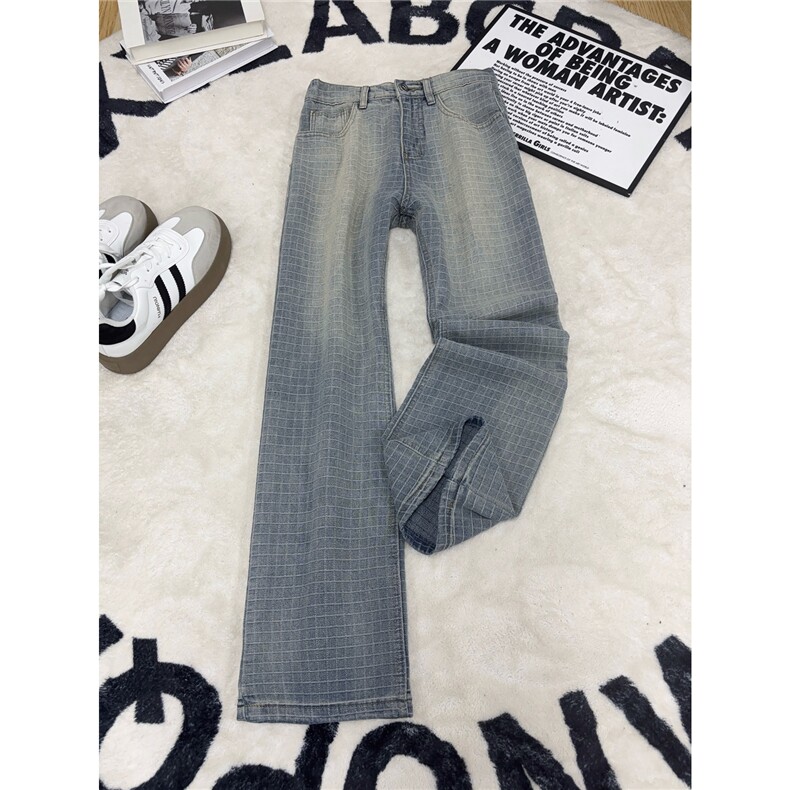 B221 美式ins高街暗黑提花修身微喇牛仔裤LK26631-特P45控78图片