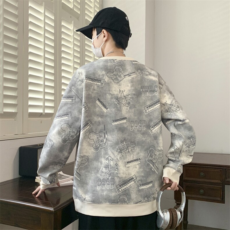 大码秋冬潮流印花卫衣男宽松休闲W9915,男装卫衣,星座1107-1