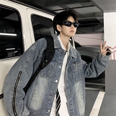 美式高街牛仔外套男士秋冬季新款休闲褂子宽松高级感夹克J2026，男装夹克，星座1116A-1（原606A）