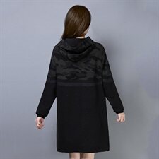 棉衣2021纯色连帽长袖套头加厚中长款拼接口袋，女装棉衣/棉服，叶笙衣
