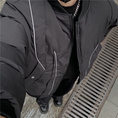 美式复古纯色飞行员棉服外套男潮牌宽松加厚保暖棉衣冬季潮p108，男装棉衣，电商C307