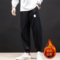 K12119-P40加绒P50束脚纯棉运动裤男士休闲裤大码宽松卫裤男，男装休闲裤，电商A040A