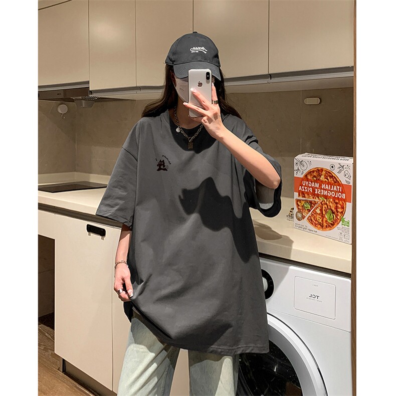 新款美式舒适圆领纯棉T恤小猫抱鱼宽松休闲打底衫HY550TP20控39,男装T恤,电商A102B