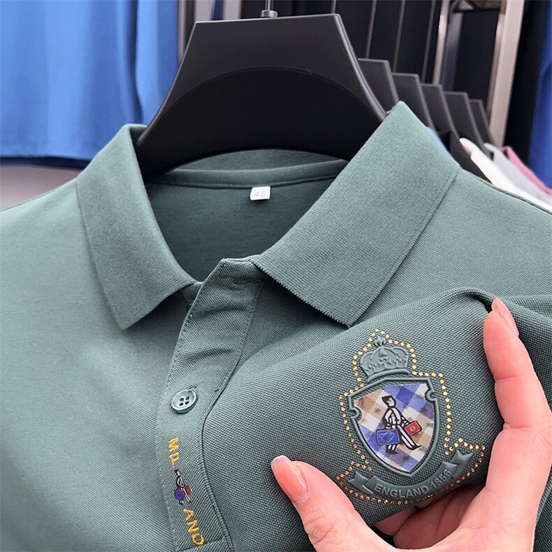 2023秋季新款polo衫长袖衬衫男衬衣商务休闲男装打底,男装Polo衫,电商B212（原钱塘6029）