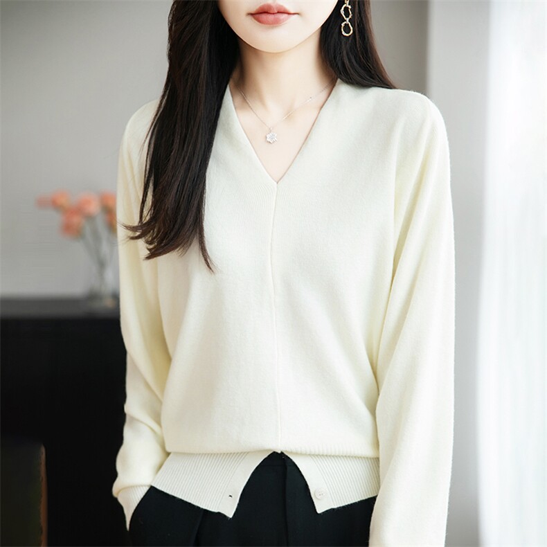 法式高级灰V领针织衫女2025新宽松显瘦打底衫内搭巨好看加厚毛衣，女装针织衫/毛衣，远腾羊绒