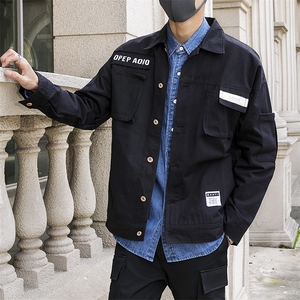 外套男2021春装新款休闲工装夹克衣服男士日系宽松外套 DS335T图片