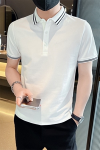 主推品质大码简约撞色领大码短袖翻领Polo衫潮牌上衣T063-38图片