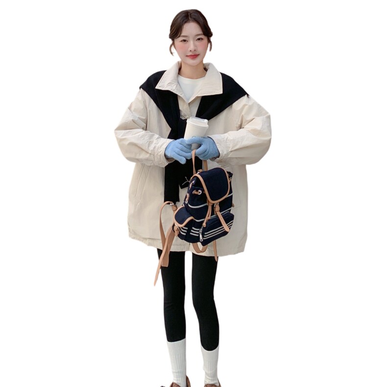 韩版宽松风衣羽绒服+披肩（90绒100-120g)-2C016-9053-P330-K480,女装羽绒服,2C016