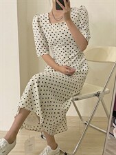 夏季新款波点修身款连衣裙，女装连衣裙，唇蔻