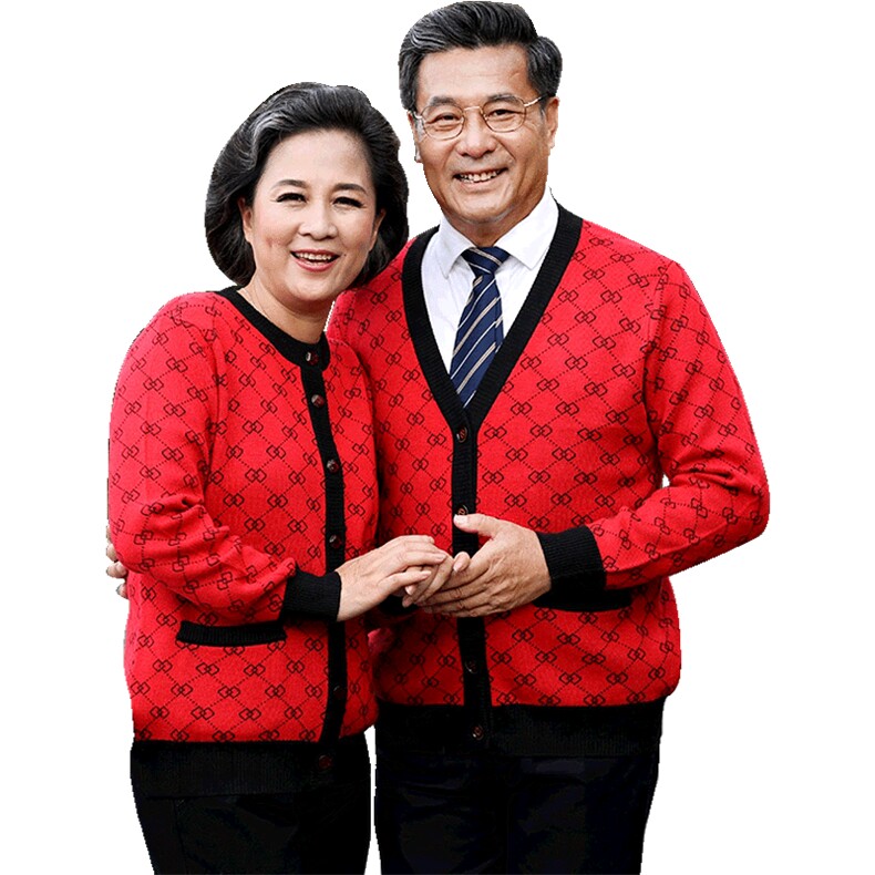 2024秋冬新款中老年男女款菱格花纹纽扣收袖口30%羊毛开衫,女装羊毛衫,衣恋羊绒