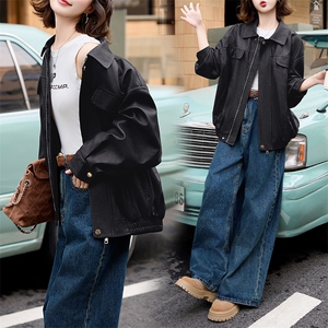 美拉德皮衣外套女早秋学院风棕色皮衣美式痞帅皮夹克2024新款高级图片