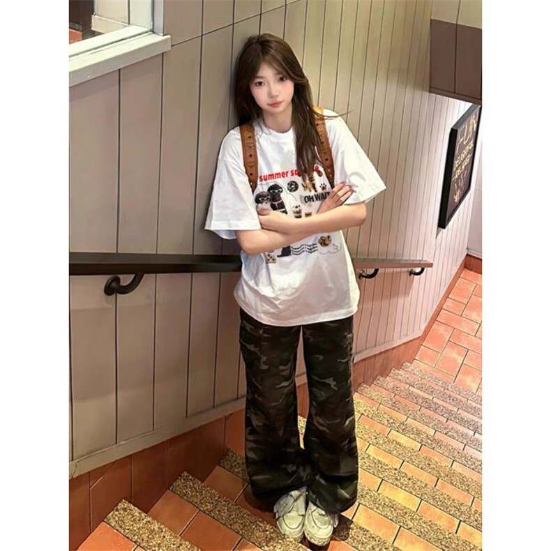 1506/QC15230/P40美式高街短袖白色t恤女夏季潮牌小众复美上衣男,男装T恤,星座1506