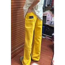 牛仔裤女2025新款夏季美式高街复古黄色休闲窄版直筒阔腿裤子潮流，男装牛仔裤，星座506A