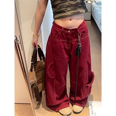 美式复古设计感阔腿牛仔裤NZ1085，男装牛仔裤，星座516A