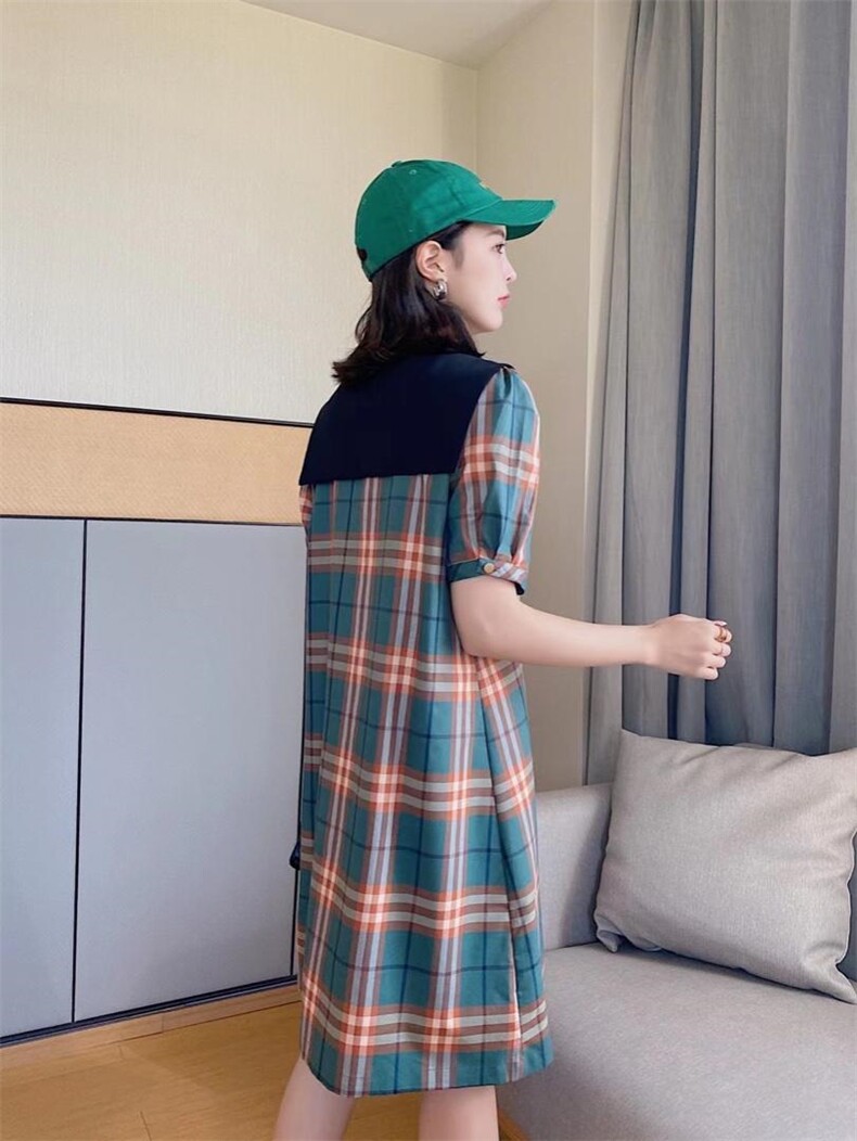 爱美欧夏季新款格子披肩连衣裙，女装连衣裙，爱美欧