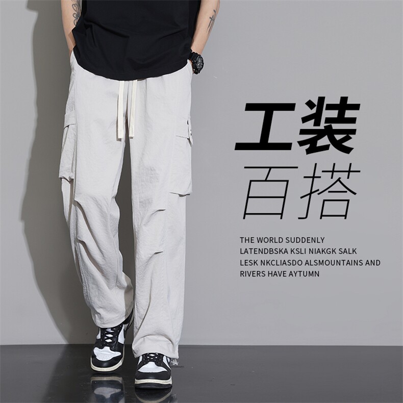 直播数据款 春季新款大口袋伞兵裤宽松直筒休闲裤工装裤 K515-P42图片
