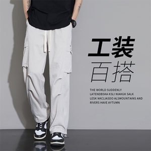 直播数据款 春季新款大口袋伞兵裤宽松直筒休闲裤工装裤 K515-P42图片