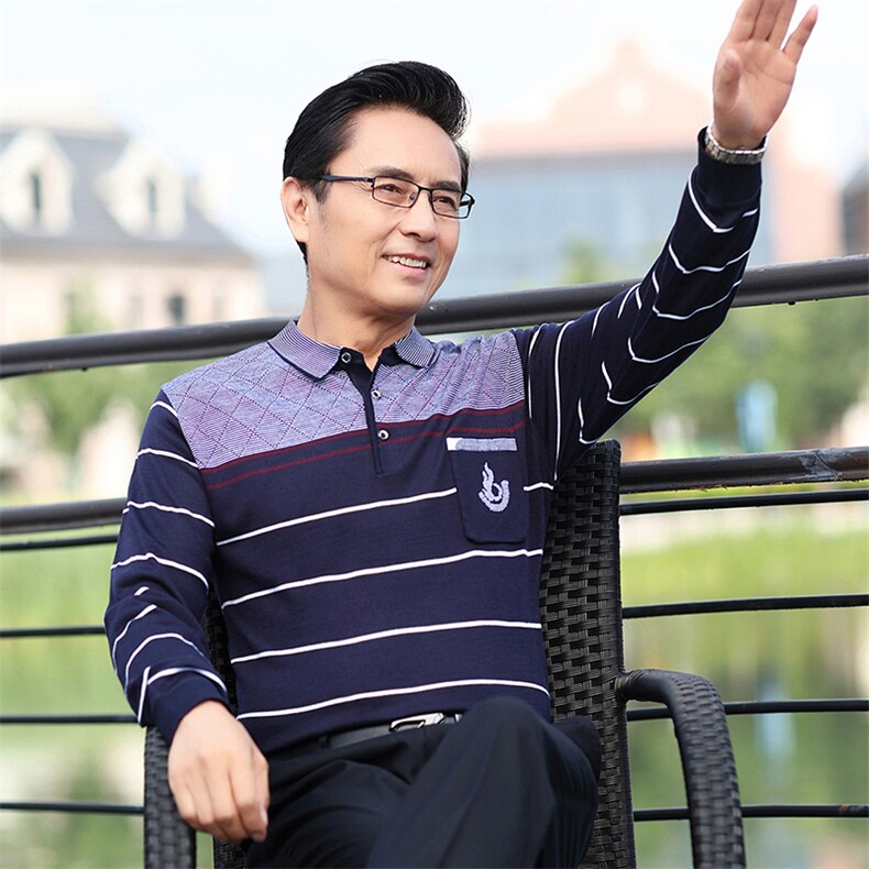 中老年长袖t恤男爸爸秋装上衣春秋小衫中年秋季薄款卫衣秋衣，男装卫衣，电商B212（原钱塘6029）