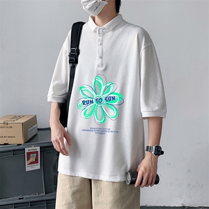PL57170-P35 翻领短袖polo衫男大码胖子半袖t恤男有领保罗衫 模特图片