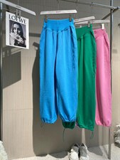 高腰卫裤～粉色，蓝色，绿色～SML，女装休闲裤，LOVELS