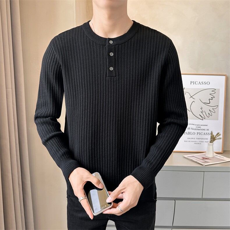 店主风男毛衣2025秋款圆领打底衫纯色套头男上衣B317/M321/P85,男装针织衫/毛衣,电商B317