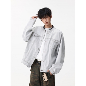 棒球服牛仔外套夹克男女情侣复古宽松百搭上衣潮JK0414-P73图片
