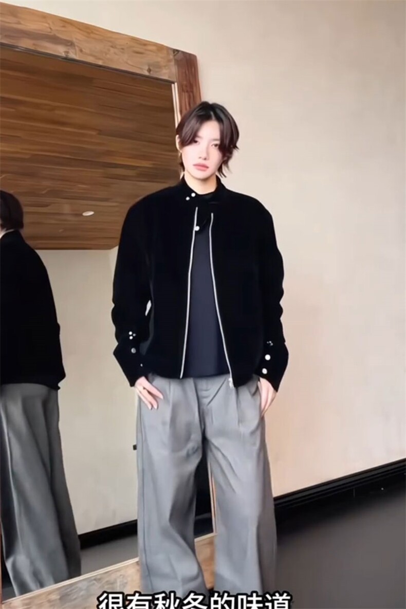 现货网络图慎用【EME】摩登年代复古绒皮哈灵顿外套JK78089特P80,女装短外套,星座226-2