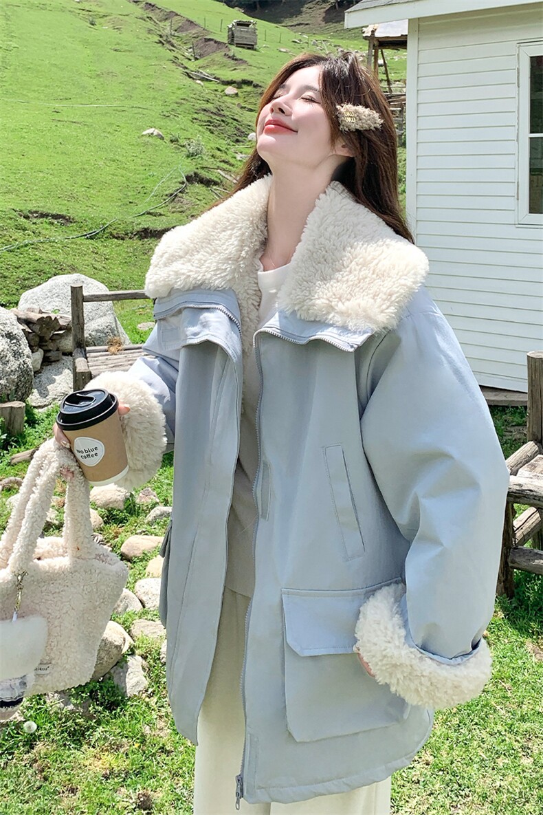 现货加绒加厚毛毛外套2C007-175-P235-K358,女装棉衣/棉服,2C007