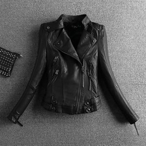 现货款一直做的款 修身女款机车服皮外套女皮夹克1608 332图片