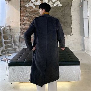 2020冬款呢大衣加长双排扣呢风衣男款拉风呢衣男外套冬装D501P135图片