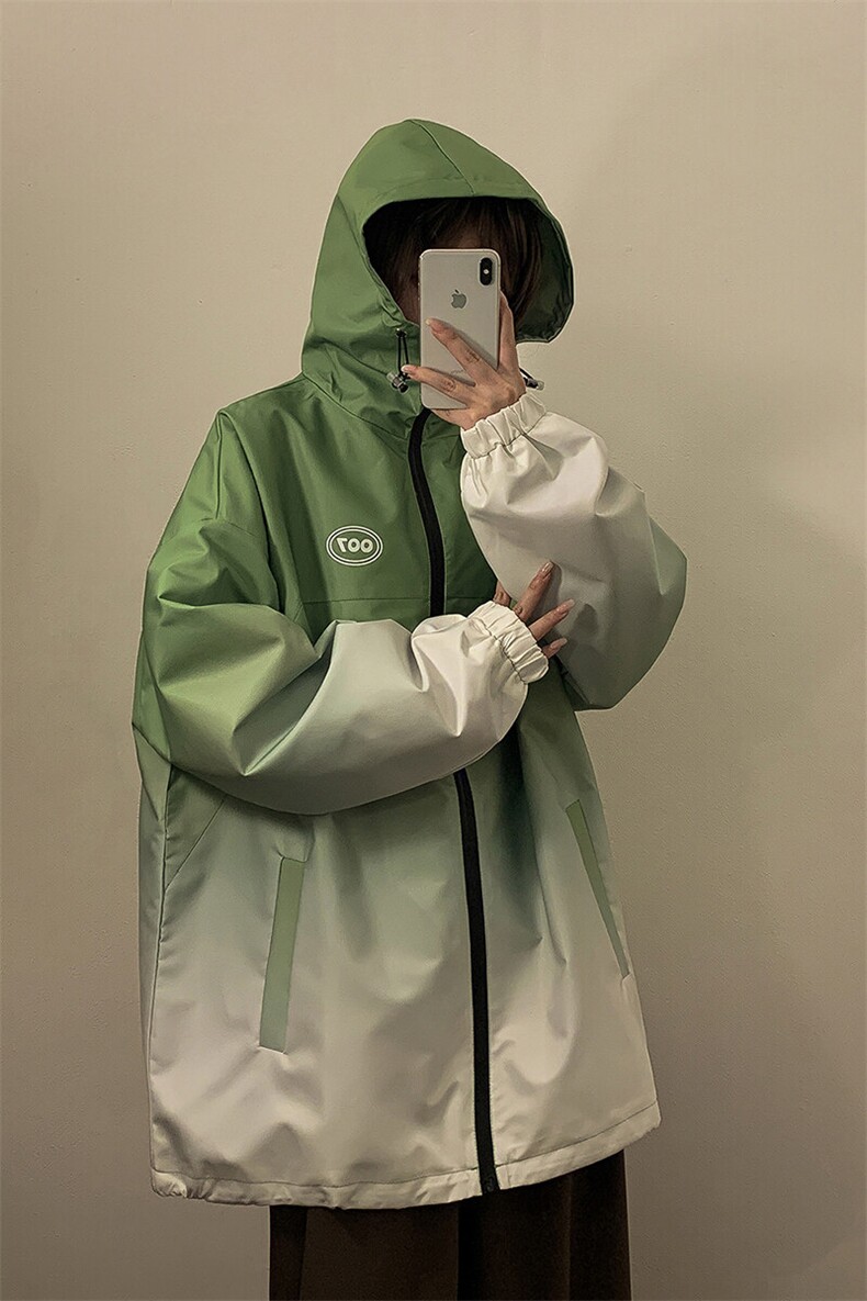 1中性山系防水冲锋衣渐变色夹克男：聚酯纤维JK77087P85控128,女装短外套,星座226-2