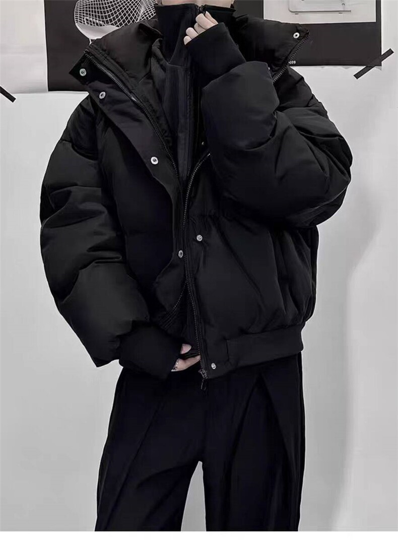 男装冬季潮牌假两件连帽棉衣男生防风保暖棉服外套,男装棉衣,星座613