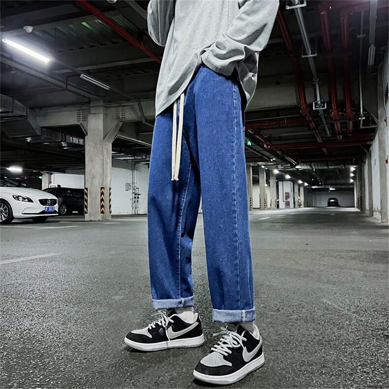 新品现货！水洗牛仔裤男女中性宽松直筒休闲九分裤A080-9291-P35,男装牛仔裤,电商A080