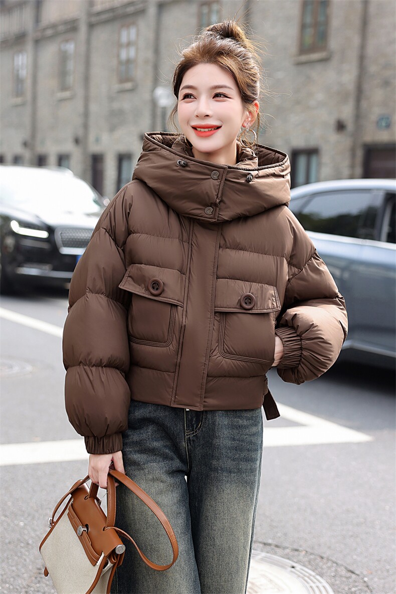 欧货短款羽绒服女冬季小个子2025年新款白鸭绒面包服宽松加厚外套,女装羽绒服,意芙