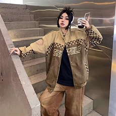2025潮牌刺绣麂皮绒夹克男女春季潮美式复古重磅宽松立领休闲外套，男装夹克，星座1210-1