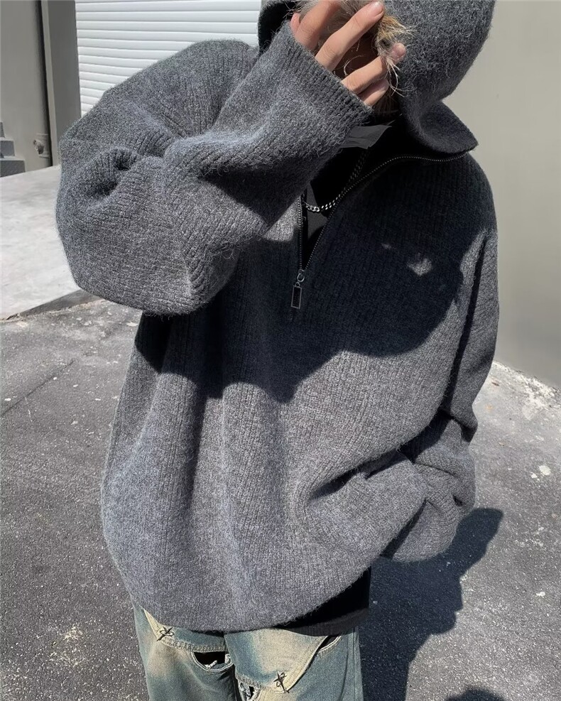 新款韩版套头针织衫男外穿半拉链慵懒风宽松连帽毛衣YM002P52,男装针织衫/毛衣,星座1116-2