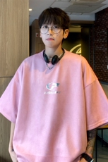！2025夏季新款男士麂皮绒短袖T恤半袖衫TL2402特P23控38，男装T恤，电商B220