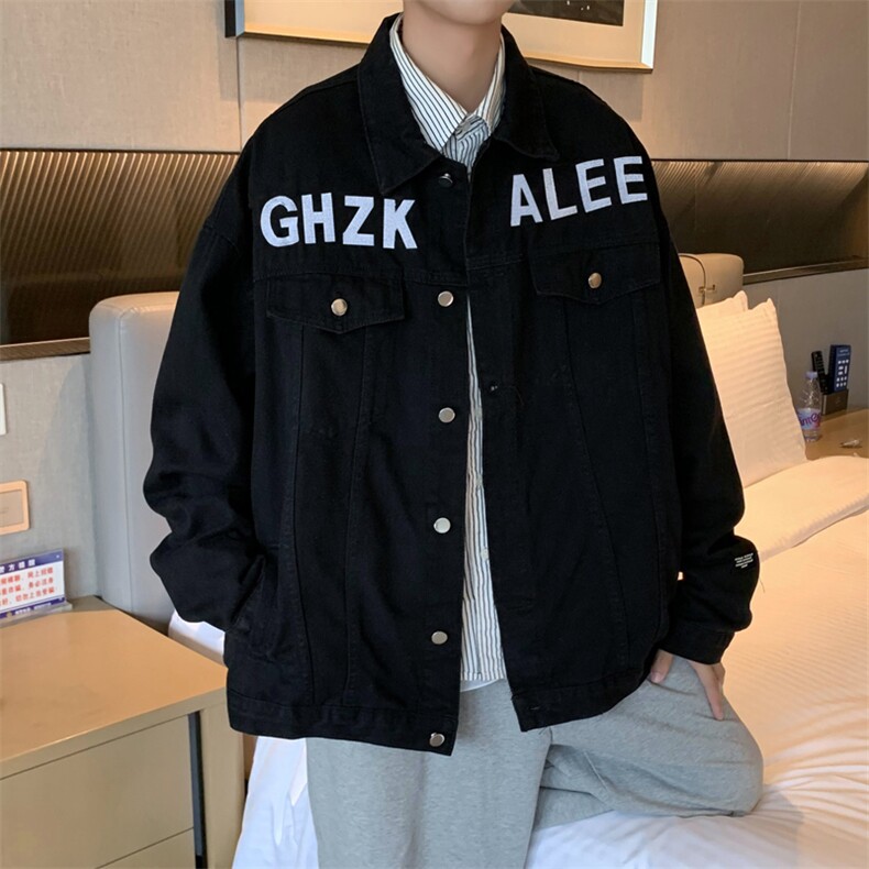水洗牛仔外套男宽松街头复古休闲oversize情侣装夹克JK0339-P65图片
