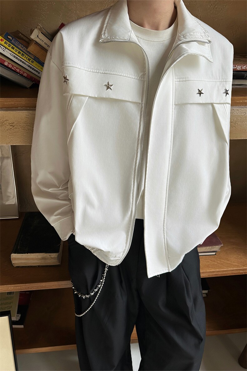 春夏星星夹克外套飞行员上衣星星夹克外套立领隐藏口袋外套P70,男装夹克,电商B319