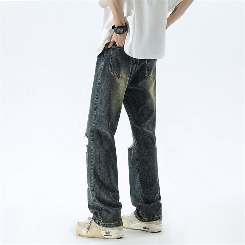 B221美式ins高街暗黑修身破洞弹力牛仔裤LK24182-P65控88,男装牛仔裤,电商B221