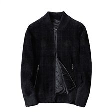 3331冬季暗格花纹休闲加厚保暖水貂绒开衫外套，男装针织衫/毛衣，钱塘2010-1