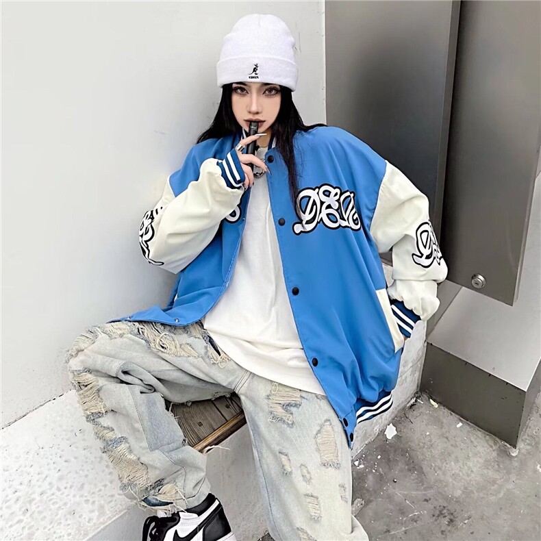 美式复古棒球服春秋季新款设计感撞色长袖上衣ins外套新款夹克潮,男装夹克,星座506