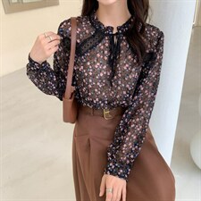 秋装羊毛半裙?精致碎花小衫，女装半身裙，蘑菇扣