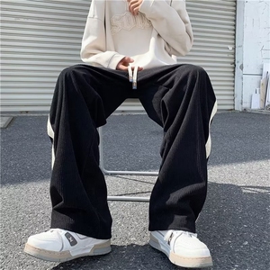 美式街头灯芯绒休闲长裤条纹宽松运动直筒抽绳阔腿裤潮GK826-p35图片