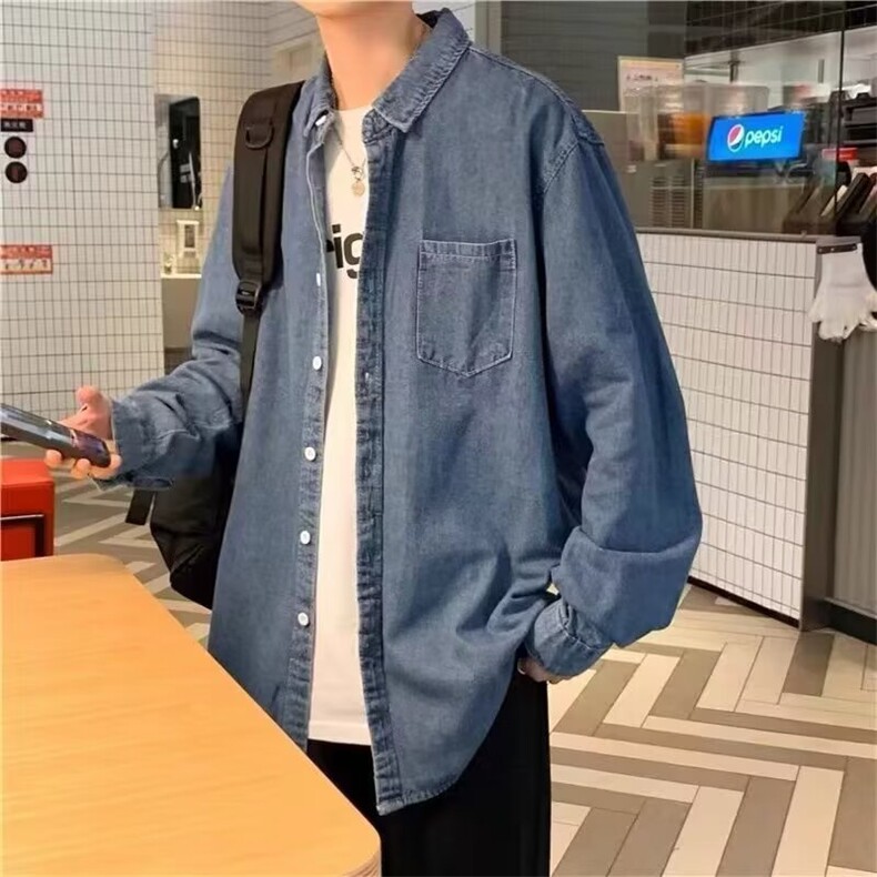 1506/QY0060/P43日系港风ins宽松衬衣男生夏季潮流百搭休闲外套图片